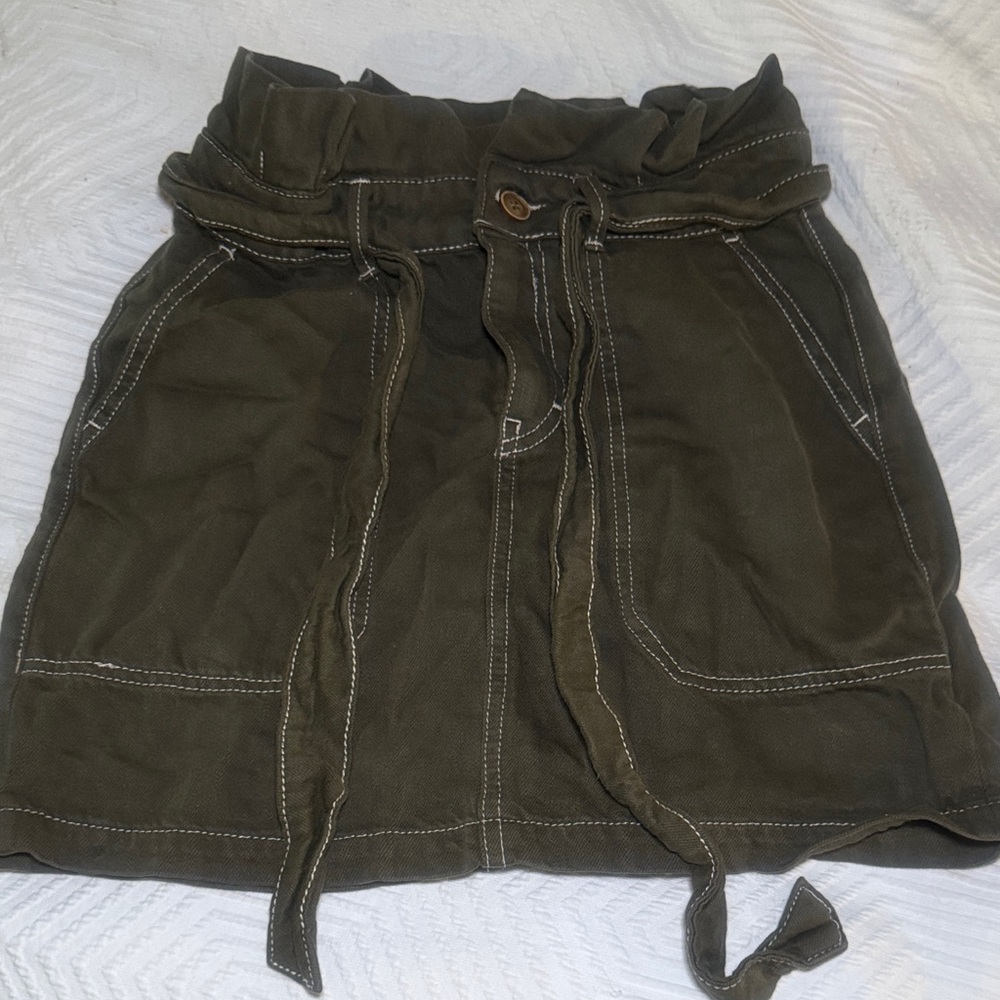 Free People Dark Olive Mini Skirt